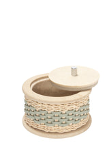 Courbet Leather & Rattan Travertine Marble Bathroom Box Large