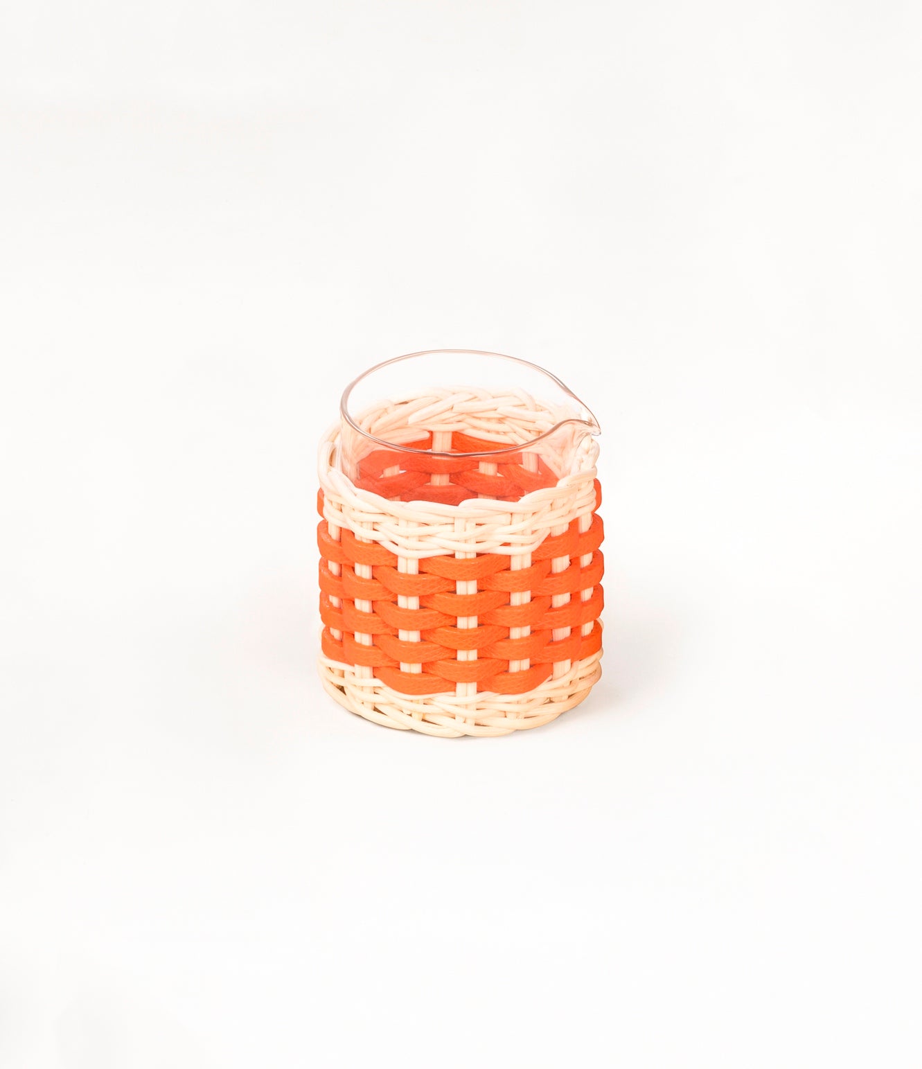 Deauville Leather & Rattan Milk Jug by Pigment France | Transparent borosilicate glass partially dressed in woven leather and rattan | Home Decor and Serveware | 2Jour Concierge, your luxury lifestyle shop