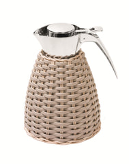 Vincennes Leather & Rattan Stainless Steel Carafe with Chrome Finish 1.0 lt