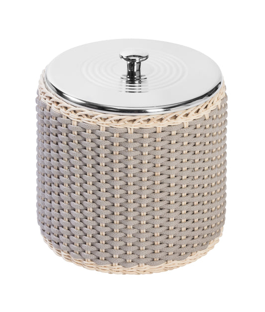 Menton Leather & Rattan Ice Bucket by Pigment France | Two-chamber insulated stainless steel structure covered in rattan and leather | Keeps ice cool for several hours | Home Decor and Serveware | 2Jour Concierge, your luxury lifestyle shop
