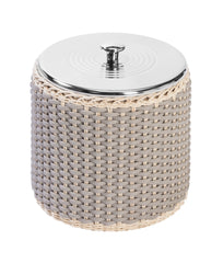 Menton Leather & Rattan Two-Chamber Insulated Stainless Steel Ice Bucket Large