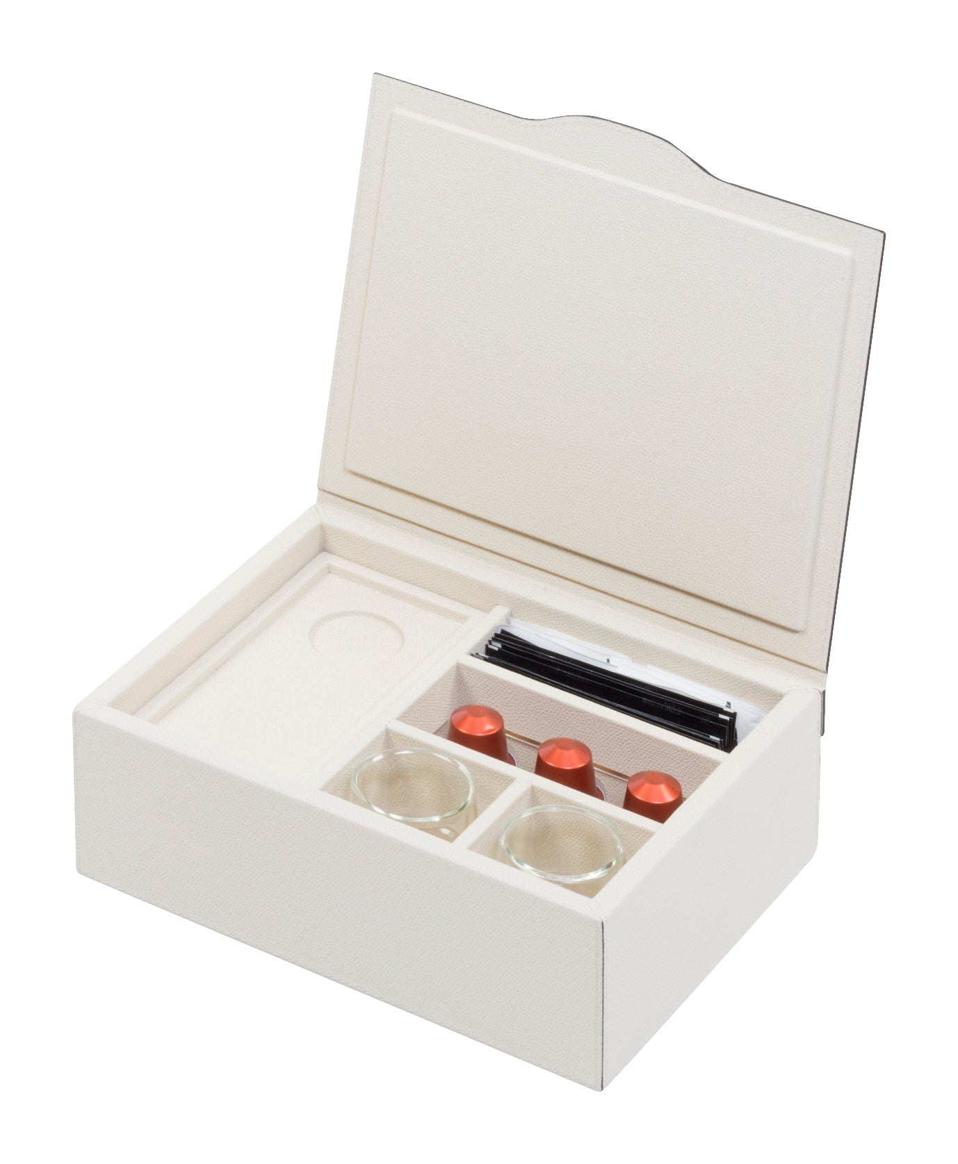 Saint-Germain Leather-Covered Wood Coffee Organizer For Nespresso Classic Capsules S Diamonds (Sieger Lines Cup)