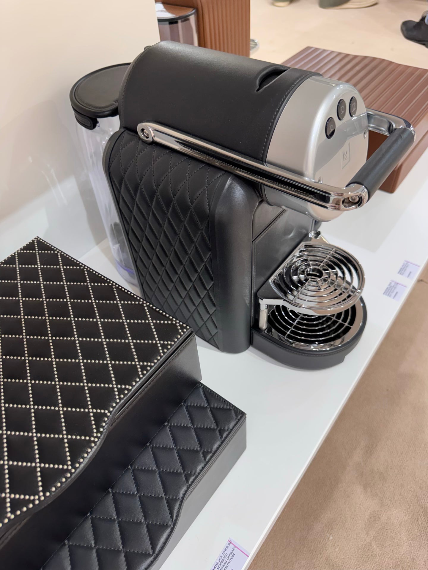 Zenius Diamonds Leather-Bound Nespresso Coffee Machine
