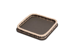 Orsay Leather & Rattan Tray Square Mini