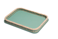 Orsay Leather & Rattan Tray Rectangular Large