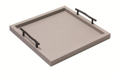 Chaumont Leather-Covered Wood Tray with Bronze Handles Square
