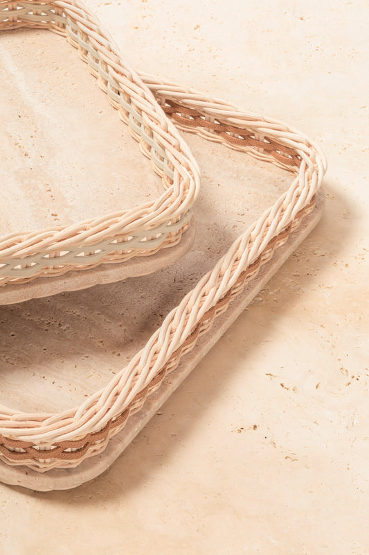 Pigment France Orsay Square Travertine Tray | Luxury Home Accessories, Elegant Serving Trays & Gift Items | 2Jour Concierge, #1 luxury high-end gift & lifestyle shop