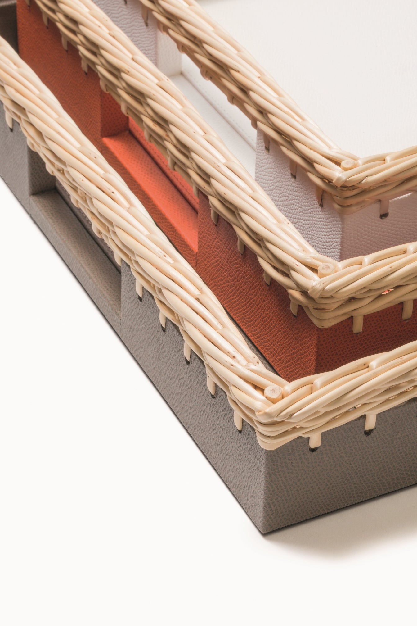 Giverny Tray by Pigment France | Leather-bound wooden structure enriched with a woven fine willow frame | Home Decor and Serveware | 2Jour Concierge, your luxury lifestyle shop