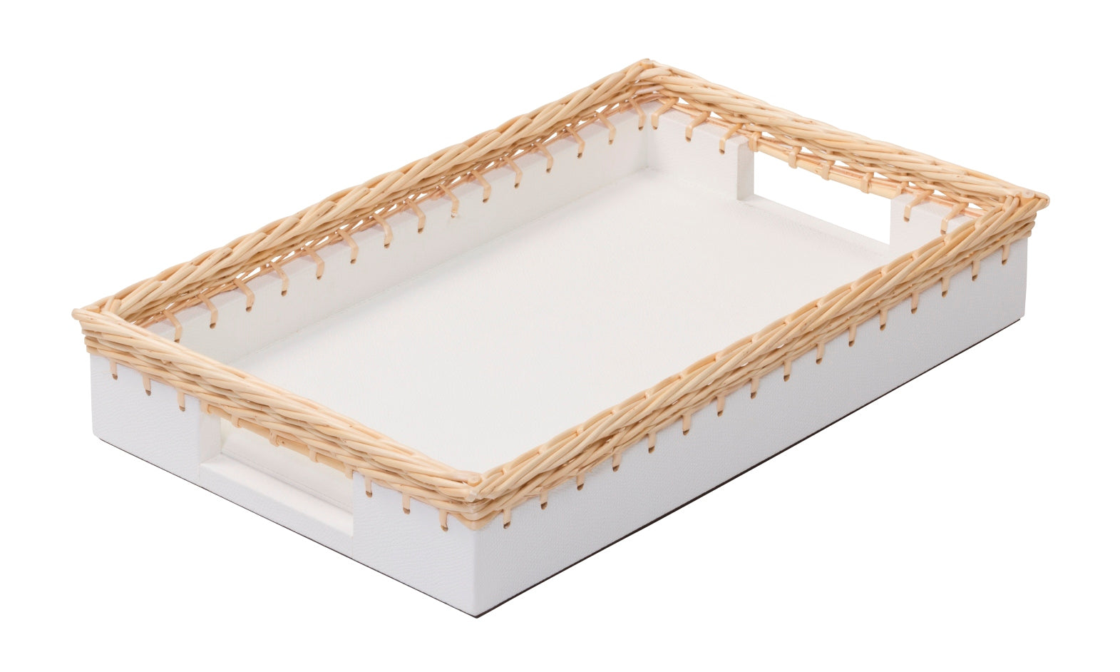Giverny Tray by Pigment France | Leather-bound wooden structure enriched with a woven fine willow frame | Home Decor and Serveware | 2Jour Concierge, your luxury lifestyle shop