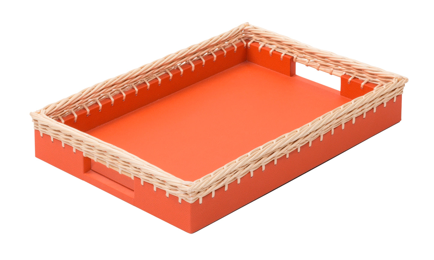 Giverny Tray by Pigment France | Leather-bound wooden structure enriched with a woven fine willow frame | Home Decor and Serveware | 2Jour Concierge, your luxury lifestyle shop