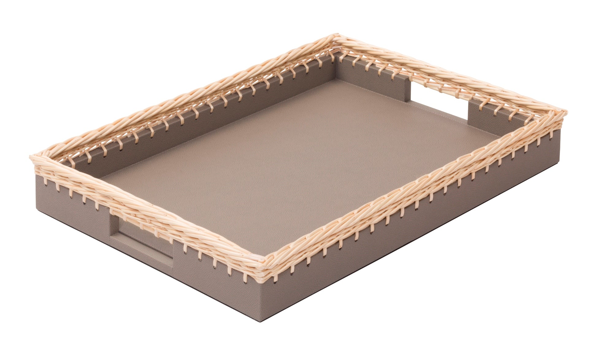 Giverny Tray by Pigment France | Leather-bound wooden structure enriched with a woven fine willow frame | Home Decor and Serveware | 2Jour Concierge, your luxury lifestyle shop
