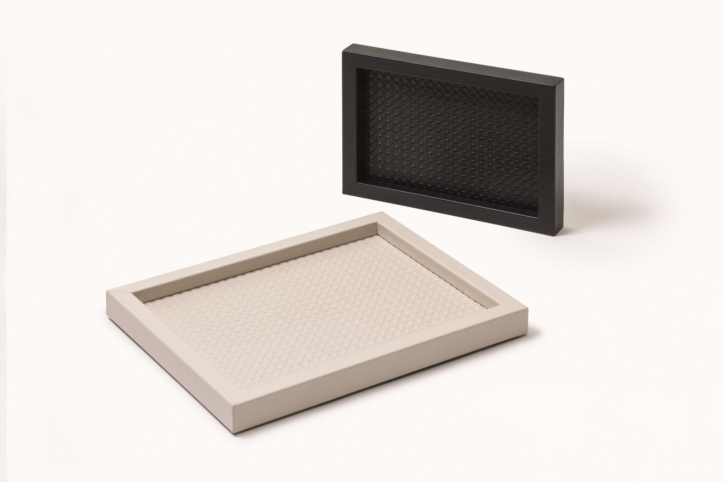 Chaumont Valet Tray by Pigment France | Leather covered wood valet tray with a surface that features a Vienna quilt pattern. | Home Decor and Organization | 2Jour Concierge, your luxury lifestyle shop