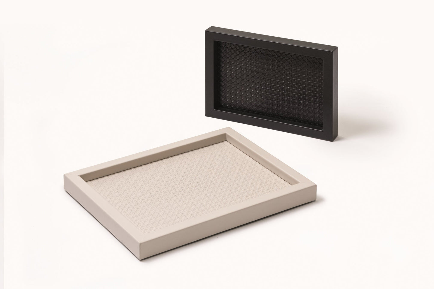 Chaumont Valet Tray by Pigment France | Leather covered wood valet tray with a surface that features a Vienna quilt pattern. | Home Decor and Organization | 2Jour Concierge, your luxury lifestyle shop