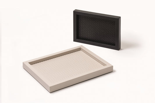 Chaumont Valet Tray by Pigment France | Leather covered wood valet tray with a surface that features a Vienna quilt pattern. | Home Decor and Organization | 2Jour Concierge, your luxury lifestyle shop