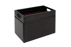 Emy Quilted Lines Leather Magazine Holder with Varnished Wood Lining