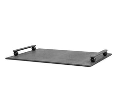 Pamphili Leather-Covered Tray with Metal Handles Medium