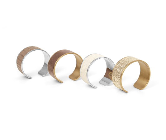 Half Metal Napkin Ring: Chrome Finish with Leather Insert