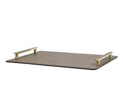Venaria Leather-Covered Tray With Metal Handles Square