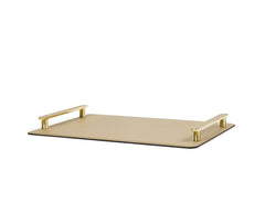 Venaria Leather-Covered Tray With Metal Handles Big