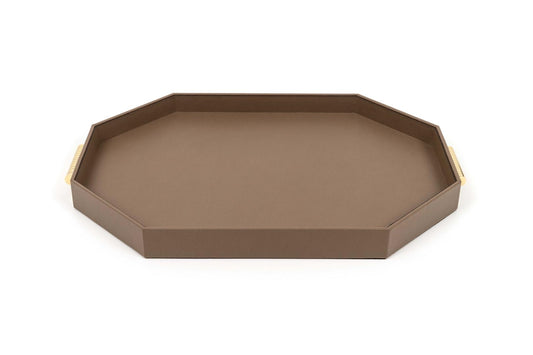 Pinetti Grace Tray | Wood base covered in leather with brass handles | Chrome or shiny gold finishing | Non-slip base for added functionality | Elegant and luxurious design | Home Decor and Serveware | 2Jour Concierge, your luxury lifestyle shop