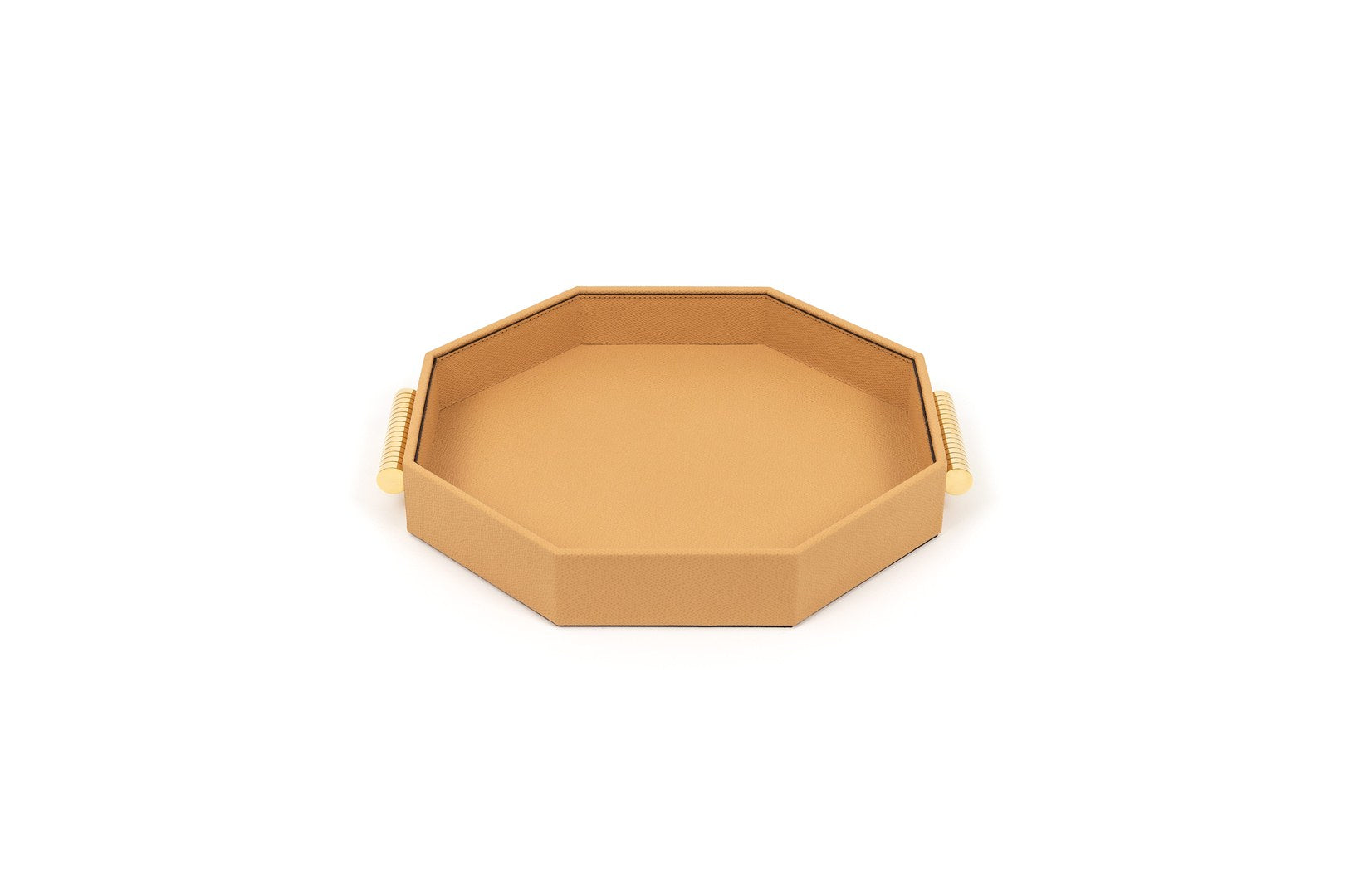 Pinetti Grace Tray | Wood base covered in leather with brass handles | Chrome or shiny gold finishing | Non-slip base for added functionality | Elegant and luxurious design | Home Decor and Serveware | 2Jour Concierge, your luxury lifestyle shop
