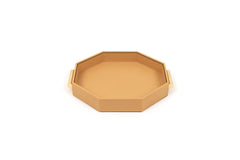 Grace Leather-Covered Wood Tray w Brass Handles