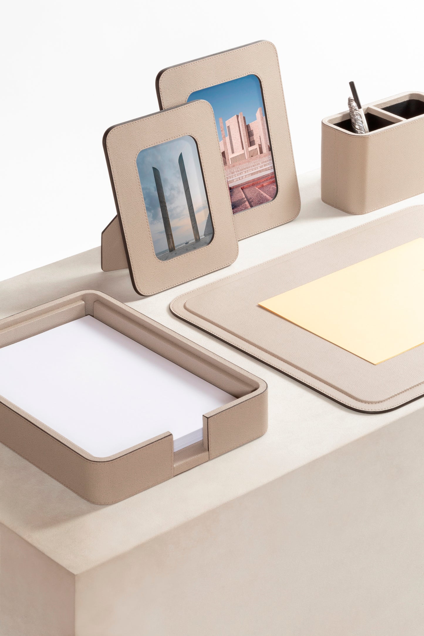 Polo Leather-Covered Wood A4 Paper Tray With Lid