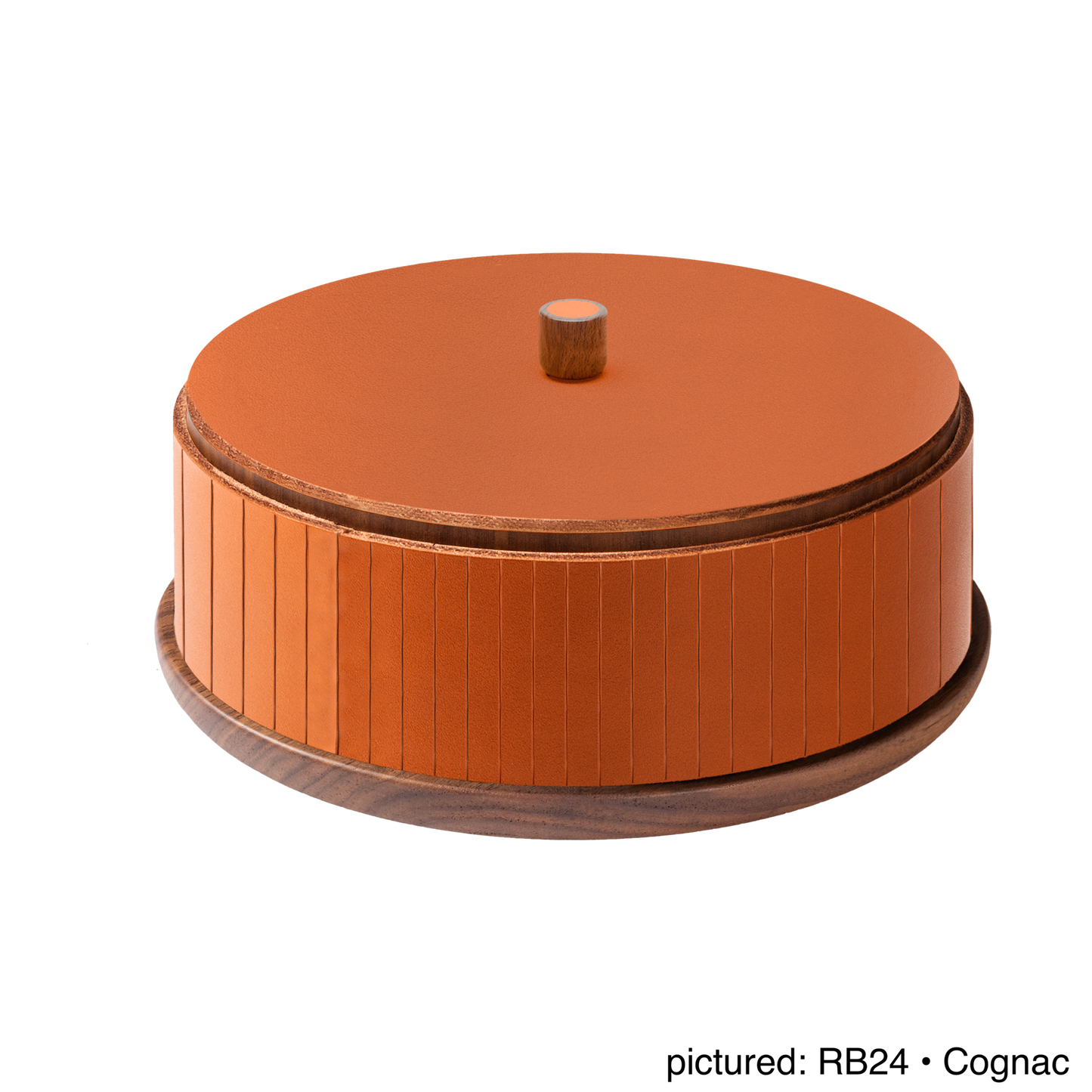 Toiles de Noyer Walnut Wood and Saddle Leather Trinket Box N°2, Round