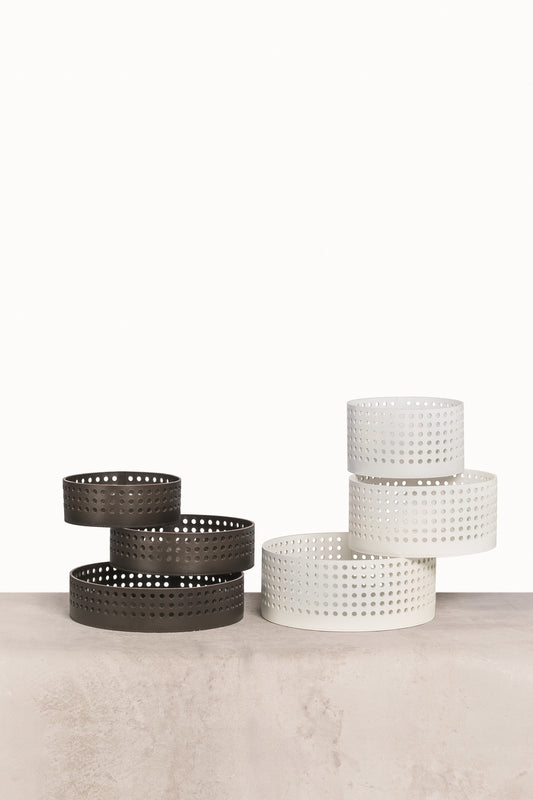 Rabitti 1969 Mimosa Basket | Perforated saddle leather storage basket | Stylish and practical for organizing | Elegant design | Home Decor and Storage | 2Jour Concierge, your luxury lifestyle shop