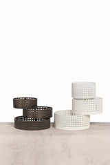 Mimosa Perforated Saddle Leather Storage Basket