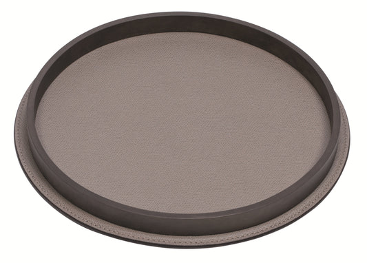 Regis Valet Tray by Giobagnara | Leather-covered metal base with metal frame | Available in three metal finishes | Shapes: square, rectangular, round, long rounded | Home Decor and Serveware | 2Jour Concierge, your luxury lifestyle shop