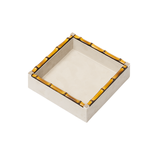 Riviere Bice | Valet Tray: Leather with nabuk lining, detailed with bamboo trim, available in multiple formats for desk, dresser, or bedside organisation | Decor / Valet Trays | 2Jour Concierge, your luxury lifestyle shop | luxury interiors, hospitality décor, elegant living, designer home accessories, boutique hotels, refined lifestyle, yacht décor, executive interiors