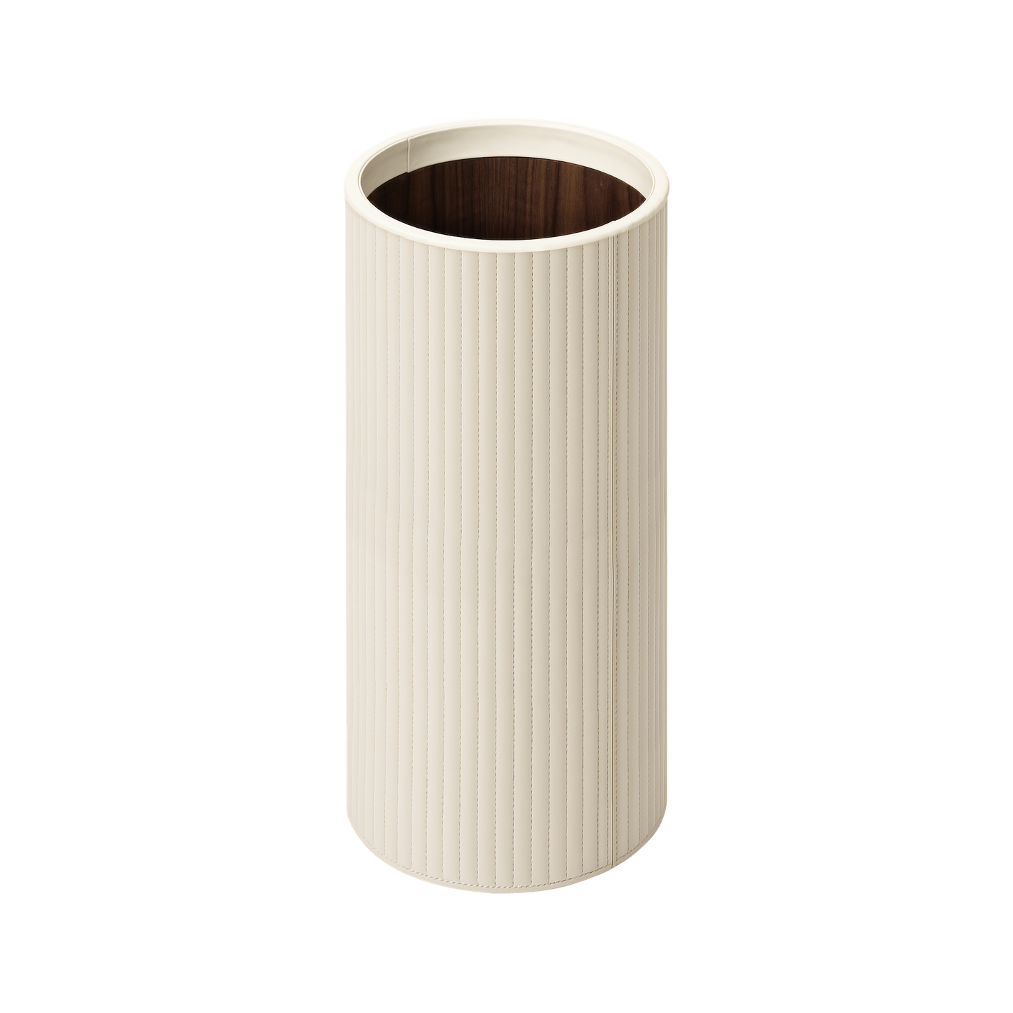 Ivo Lines Quilted Leather Bin with Varnished Wood Lining