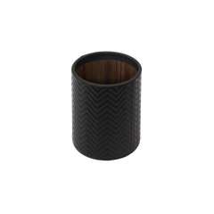 Ivo Herringbone Quilted Leather Bin with Varnished Wood Lining