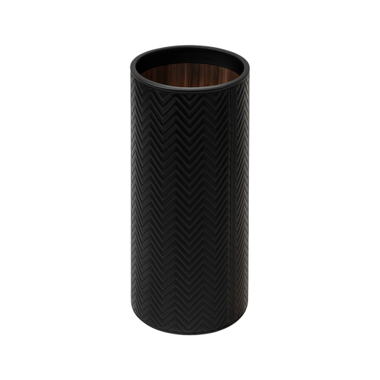Ivo Herringbone Quilted Leather Bin with Varnished Wood Lining