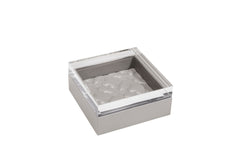 Febe Quilted Floral Leather-Covered Box Square with Acrylic Lid