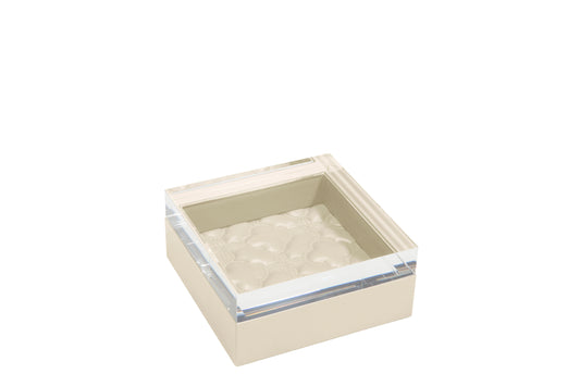 Febe Floral Box Square by Riviere | Leather box with acrylic lid, quilted padded lining, featuring a floral motif. | Home Decor and Storage | 2Jour Concierge, your luxury lifestyle shop