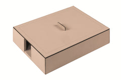Leopold Leather-Covered Wood A4 Paper Tray With Lid