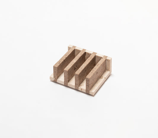 Giobagnara Carré Travertino Marble Business Card Holder | Stylish Desk Accessories, Elegant Card Organization & Gift Items | 2Jour Concierge, #1 luxury high-end gift & lifestyle shop