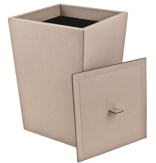 Giobagnara Jo Wastepaper Bin | Leather-covered wood structure | Explore Luxury Lifestyle Accessories at 2Jour Concierge, #1 luxury high-end gift & lifestyle shop