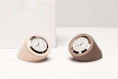 Leather-Covered Wood Desk Clock
