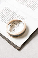 Federico Leather-Covered Metal Desk Magnifying Optical Glass & Paperweight