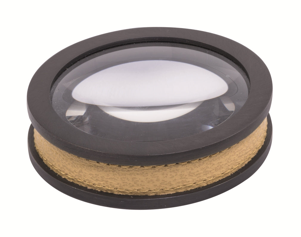 Federico Leather-Covered Metal Desk Magnifying Optical Glass & Paperweight