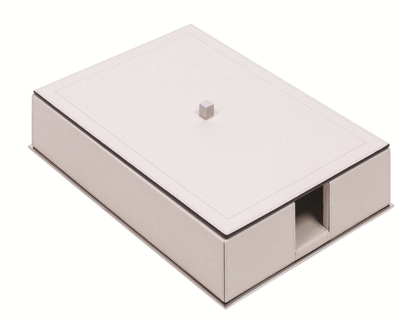 Giobagnara Firenze Leather-Covered Wood A4 Paper Tray With Metal Base | Stylish Desk Organizer | Premium Leather and Wood Construction | Available in Three Finishes | Part of Firenze Desk Set | Available at 2Jour Concierge, #1 luxury high-end gift & lifestyle shop