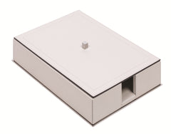 Firenze Leather-Covered Wood A4 Paper Tray With Lid With Metal Base