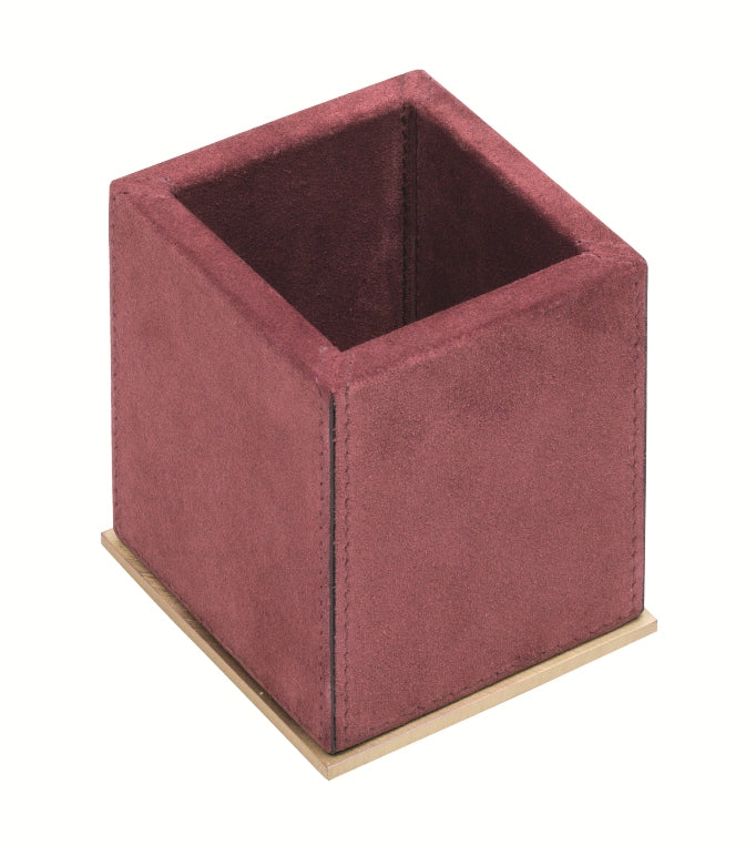 Giobagnara Firenze Leather-Covered Wood Pen Holder With Metal Base | Elegant Desk Organization | Premium Leather and Wood Construction | Available in Three Finishes | Part of Firenze Desk Set | Available at 2Jour Concierge, #1 luxury high-end gift & lifestyle shop