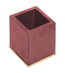 Firenze Leather-Covered Wood Pen Holder 1 With Metal Base