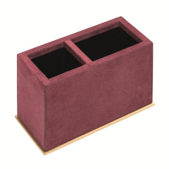 Firenze Leather-Covered Wood Pen Holder 2 With Metal Base