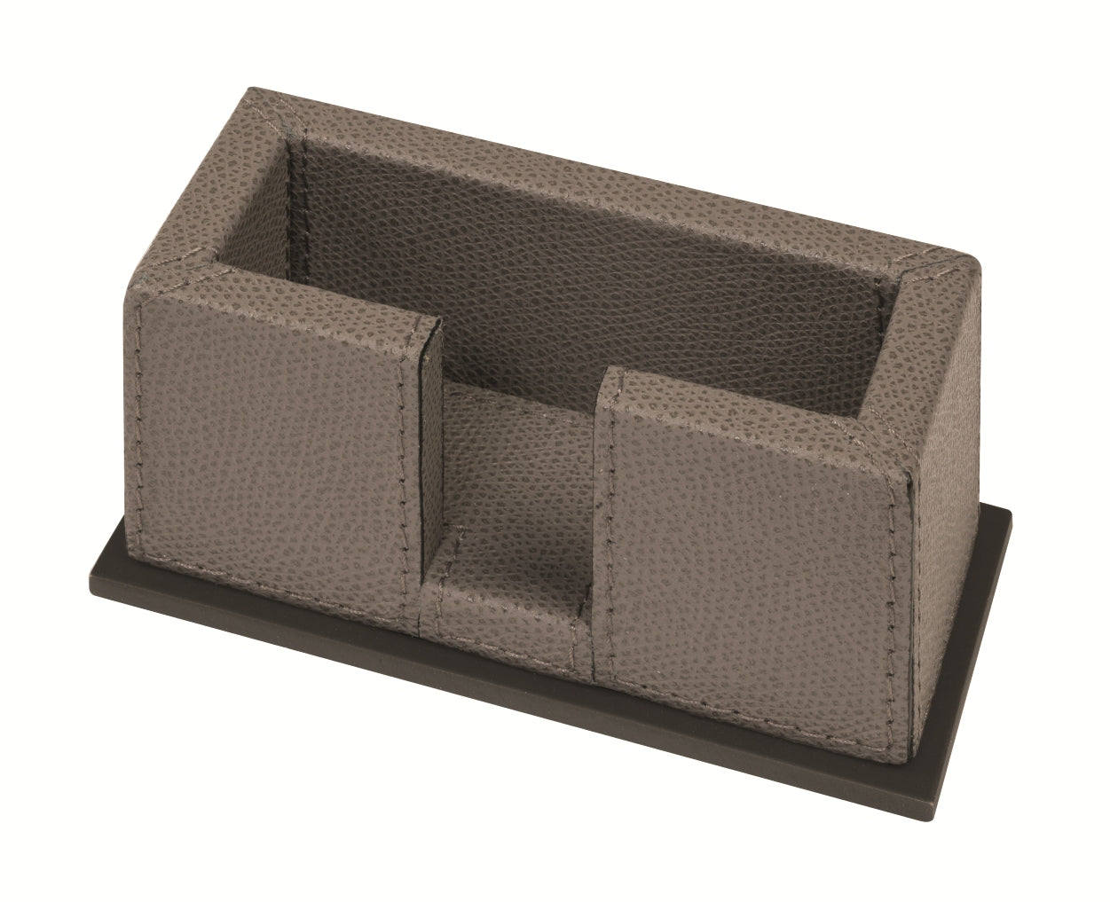 Firenze Leather-Covered Wood Business Card Holder With Metal Base