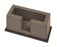 Firenze Leather-Covered Wood Business Card Holder With Metal Base